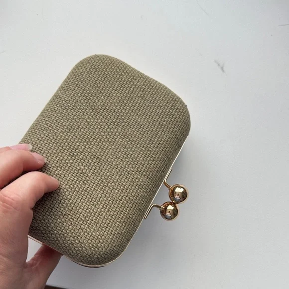 Embroidered Green and Brown Women's Clutch - Picture 3 of 4